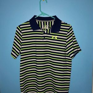 White/Blue/Neon Yellow Under Amour Boys Polo